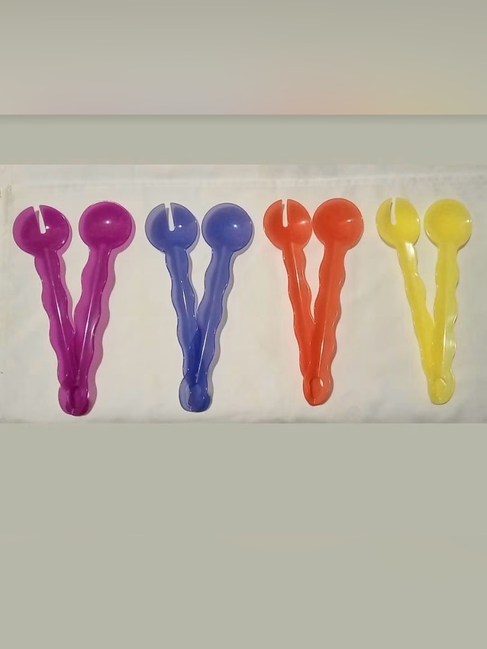 Tupperware Blue Impressions Salad Tongs Serving Fork and Spoon Set